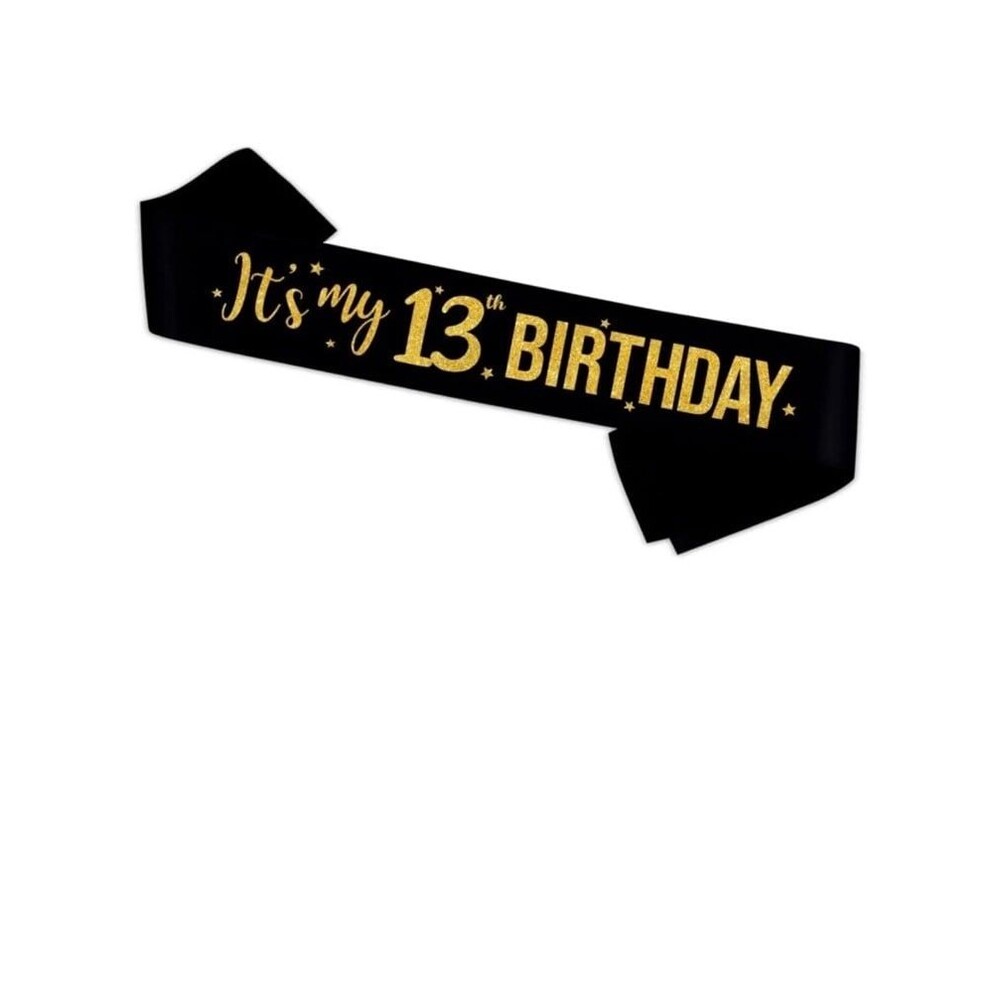 It’s My 13th Birthday Sash Lace Sash Party Decorations for Girls Black With Gold
